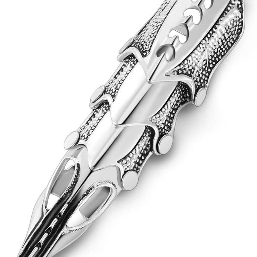 Men's Jewelry Silvery Armour Knuckle Full Finger Double Loop Activity Ring Punk